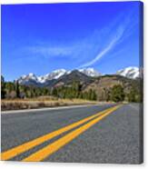 Fall River Road With Mountain Background Canvas Print