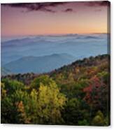 Fall Sunset The Blue Ridge Parkway Canvas Print