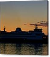 Ferry Boat Arrives To Mukilteo Ferry Terminal Canvas Print