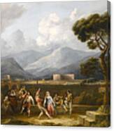 Figures Dancing The Saltarello With A Capriccio Of Rome Canvas Print