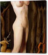 Fine Art Female Nude Niki Goddess Diana Standing Multimedia Painting Canvas Print