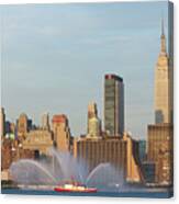 Fire Boat And Manhattan Skyline Ii Canvas Print