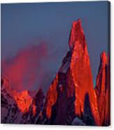 First Light On Cerro Torre - Patagonia Canvas Print