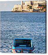Fishing Boat At Morro Castle Havana Cuba Canvas Print