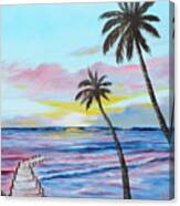 Fishing Pier Sunset Canvas Print