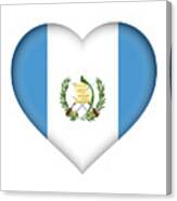 Flag Of Guatemala Heart Canvas Print
