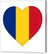 Flag Of Romania Heart Canvas Print