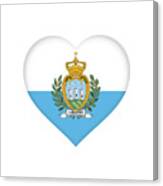 Flag Of San Marino Heart Canvas Print