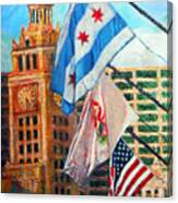 Flags Over Wrigley Canvas Print