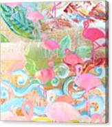 Flamingo Collage Canvas Print