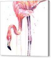Flamingo Illustration Watercolor - Facing Left Canvas Print