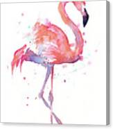 Flamingo Watercolor Facing Right Canvas Print