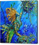 Floating Blond Mermaid Canvas Print