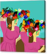 Flower Girls In The Market Canvas Print