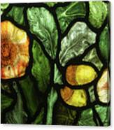 Flowers And Acorns  Stained Glass Canvas Print