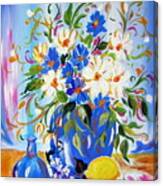 Flowers And Lemon Canvas Print