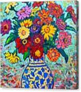 Flowers - Colorful Zinnias Bouquet Canvas Print