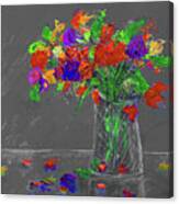 Flowers In A Vase Painting Grey Canvas Print