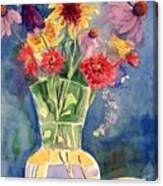 Flowers In Glass Vase Canvas Print