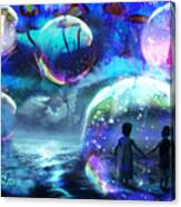 Flying Jellyfish And Magic Orbs Canvas Print