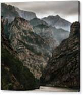 Foggy Mountains Over Neretva Gorge Canvas Print
