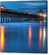 Folly Beach Pier At Blue Hour Charleston South Carolina Canvas Print