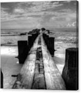 Folly Beach Pilings Charleston South Carolina In Black And White Canvas Print