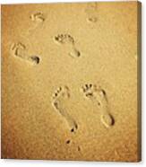 #footprints At The #beach In Canvas Print