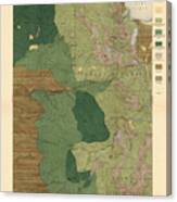 Forest Cover Map 1886-87 - Pyramid Peak Quadrangle - California - Geological Map Canvas Print