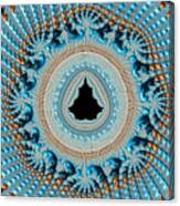 Fractal Art Crochet Style Blue And Gold Canvas Print