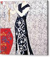 MAGNET WHITE DRESS FRENCH FASHION ART DECO CHINESE SCREEN WOMAN BARBIER