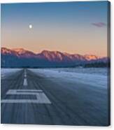 Frosty Petersburg Runway And Full Moon Canvas Print