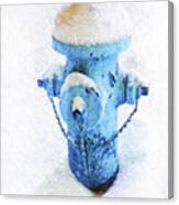 Frozen Blue Fire Hydrant Canvas Print