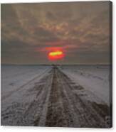 Frozen Road Sunset Canvas Print