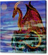 Full Moon Aries Dragon On Crystal Mountain Canvas Print