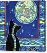 Pisces Cat Zodiac - Full Moon Canvas Print