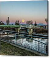 Full Moon Over The Nooksack Canvas Print