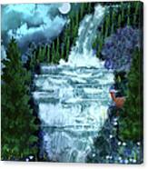 Full Moon Over The Waterfall Canvas Print