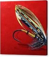 Fully Dressed Salmon Fly On Red Canvas Print