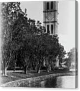 Furman University Bell Tower Greenville South Carolina Black And White Canvas Print
