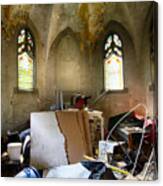 Garbage In Old Abandoned Church Canvas Print