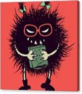 Geek Evil Bug Character Loves Reading Canvas Print