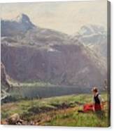 Girl In The Fjords Canvas Print
