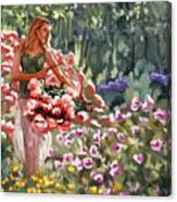 Girl In The Garden Canvas Print