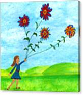 Girl With Flowers Canvas Print
