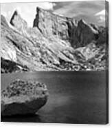 Glacial Erratic At Deep Lake Black And White Canvas Print