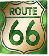 Gold Route 66 Sign Canvas Print