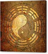 Gold Yin Yang Sign On Stone Background Canvas Print