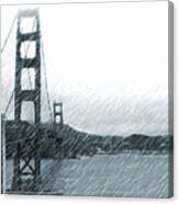 Golden Gate Blue Rain Canvas Print