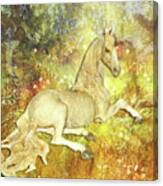 Golden Unicorn Dreams Canvas Print